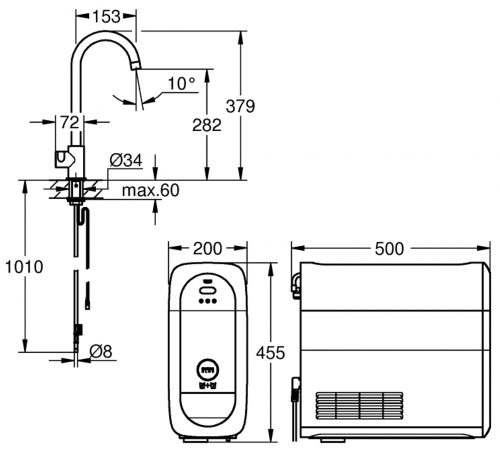 GROHE Blue Home Mono Starter Kit Standventil Chrom mit Filterfunktion und Khlung (31498001)