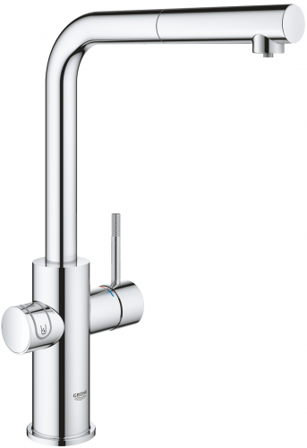 GROHE Blue Home L-Auslauf Starter Kit Kchenarmatur Chrom mit Filterfunktion und herausziehbarem Mousseurauslauf (31539000)