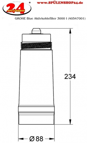 GROHE Blue Aktivkohlefilter 3-Phasen Filter Kapazitt 3000 Liter unter 9 dKH (40547001)