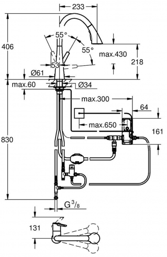 GROHE Kchenarmatur Zedra Touch Einhebelmischer Chrom mit Zugauslauf und Brausefunktion (30219002)