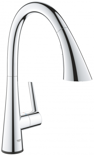 GROHE Kchenarmatur Zedra Touch Einhebelmischer Chrom mit Zugauslauf und Brausefunktion (30219002)