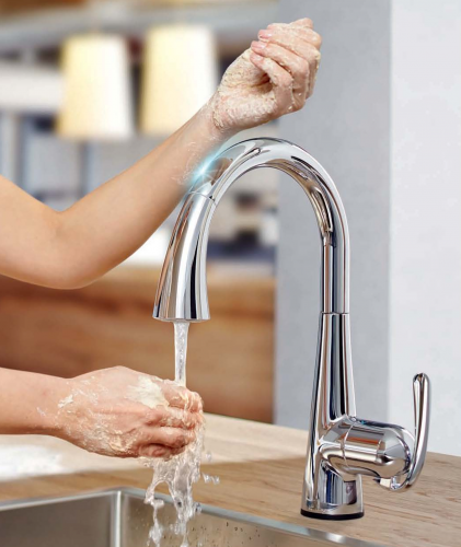 GROHE Kchenarmatur Zedra Touch Einhebelmischer Chrom mit Zugauslauf und Brausefunktion (30219002)