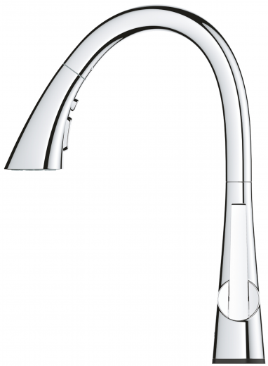 GROHE Kchenarmatur Zedra Touch Einhebelmischer Chrom mit Zugauslauf und Brausefunktion (30219002)