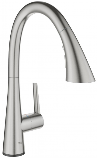 GROHE Kchenarmatur Zedra Touch Einhebelmischer Supersteel mit Zugauslauf und Brausefunktion (30219DC2)