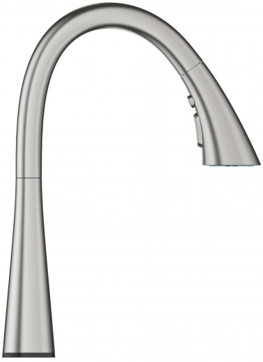 GROHE Kchenarmatur Zedra Touch Einhebelmischer Supersteel mit Zugauslauf und Brausefunktion (30219DC2)