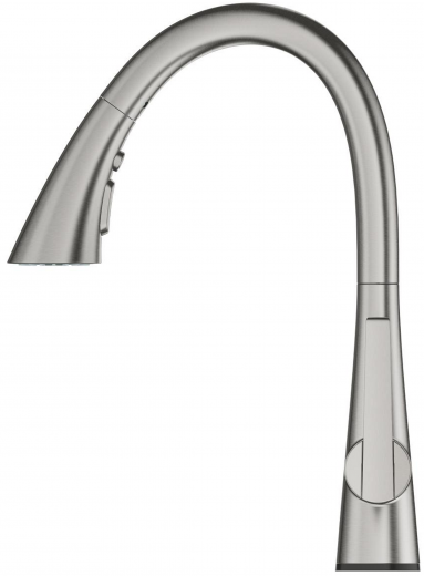 GROHE Kchenarmatur Zedra Touch Einhebelmischer Supersteel mit Zugauslauf und Brausefunktion (30219DC2)