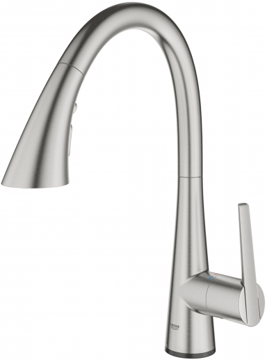 GROHE Kchenarmatur Zedra Touch Einhebelmischer Supersteel mit Zugauslauf und Brausefunktion (30219DC2)