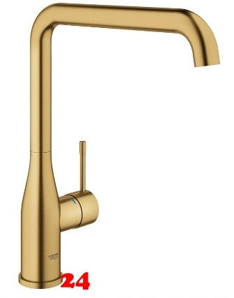 GROHE Kchenarmatur Essence Cool Sunrise gebrstet Einhebelmischer Goldfarben mit Festauslauf (30505GN0)