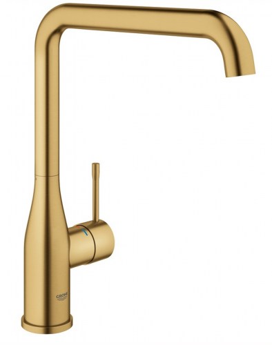 GROHE Kchenarmatur Essence Cool Sunrise gebrstet Einhebelmischer Goldfarben mit Festauslauf (30505GN0)