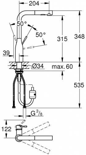 GROHE Kchenarmatur Essence Einhebelmischer Supersteel mit Zugauslauf und Brausefunktion (30504DC0)