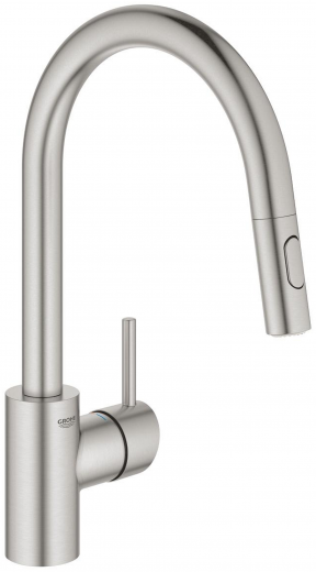 GROHE Kchenarmatur Concetto Einhebelmischer Supersteel mit Zugauslauf und Brausefunktion (31483DC2)