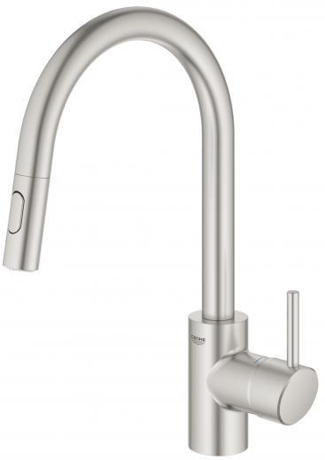 GROHE Kchenarmatur Concetto Einhebelmischer Supersteel mit Zugauslauf und Brausefunktion (31483DC2)