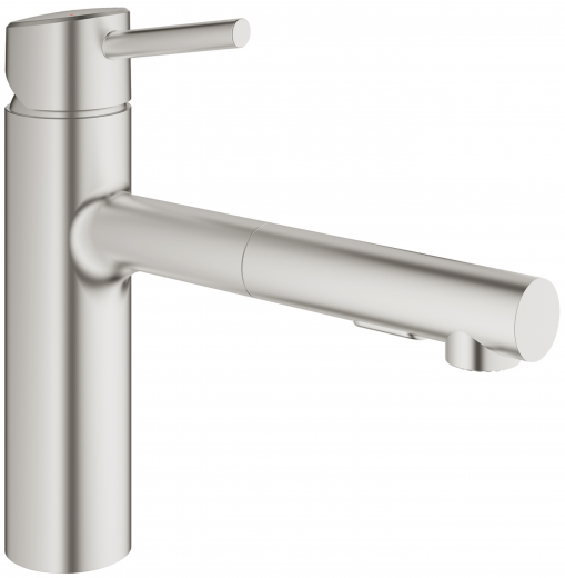 GROHE Kchenarmatur Concetto Einhebelmischer Supersteel mit Zugauslauf als Schlauchbrause (30273DC1)