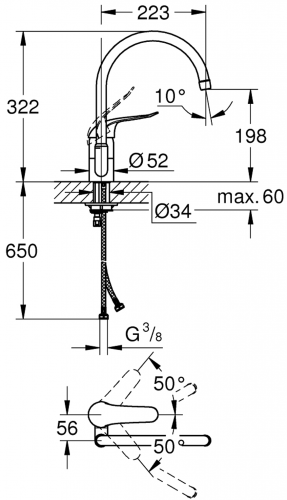 GROHE Kchenarmatur Euroeco Special Einhebelmischer Chrom mit Festauslauf (32786000)