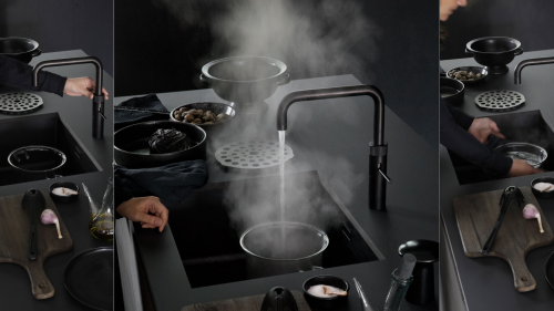 QUOOKER FUSION Round Schwarz COMBI (+) B mit CUBE 2 *Der Wasserhahn, der alles kann! (22+FRBLKCUBE)