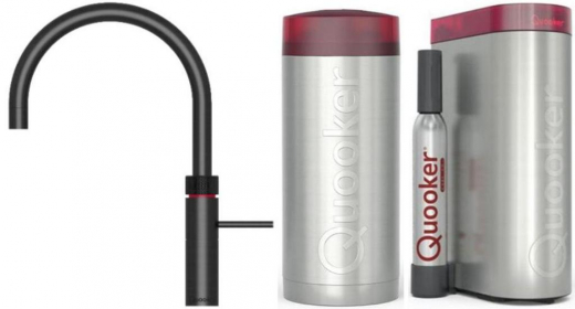 QUOOKER FUSION Round Schwarz COMBI (+) B mit CUBE 2 *Der Wasserhahn, der alles kann! (22+FRBLKCUBE)