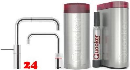 QUOOKER Nordic Square Twintaps Chrom COMBI B & CUBE 2 als Set (22NSCHRTTCUBE)