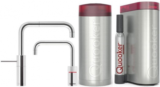 QUOOKER Nordic Square Twintaps Chrom COMBI B & CUBE 2 als Set (22NSCHRTTCUBE)