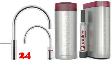 QUOOKER Nordic Round Twintaps Chrom COMBI (+) B & CUBE 2 als Set (22+NRCHRTTCUBE)