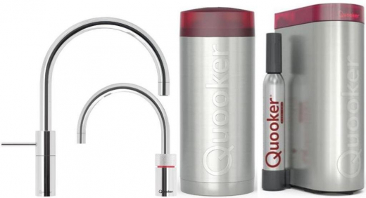 QUOOKER Nordic Round Twintaps Chrom COMBI (+) B & CUBE 2 als Set (22+NRCHRTTCUBE)