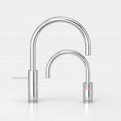 QUOOKER Nordic Round Twintaps Chrom COMBI (+) B & CUBE 2 als Set (22+NRCHRTTCUBE)