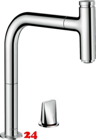 HANSGROHE Kchenarmatur Metris Select M71 Chrom 2-Loch Einhebelmischer 200 mit Ausziehauslauf, 1jet, sBox (73804000)