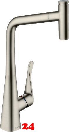 HANSGROHE Kchenarmatur Metris Select M71 Edelstahl Finish Einhebelmischer 320 mit Ausziehauslauf, 1jet, sBox (73803800)