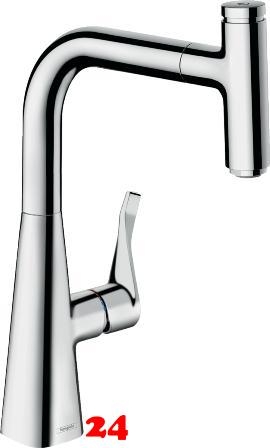 HANSGROHE Kchenarmatur Metris Select M71 Chrom Einhebelmischer 240 mit Ausziehauslauf, 1jet, sBox (73802000)