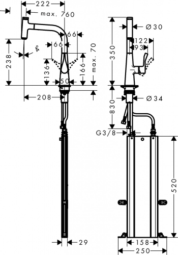 HANSGROHE Kchenarmatur Metris Select M71 Chrom Einhebelmischer 240 mit Ausziehauslauf, 1jet, sBox (73802000)