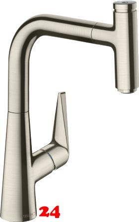 HANSGROHE Kchenarmatur Talis Select M51 Edelstahl Finish Einhebelmischer 220 mit Ausziehauslauf, 1jet, sBox (73852800)