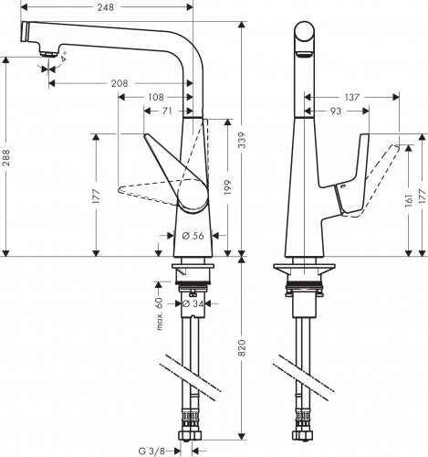 HANSGROHE Kchenarmatur Talis Select M51 Chrom Einhebelmischer 300 mit Festauslauf, 1jet (72820000)