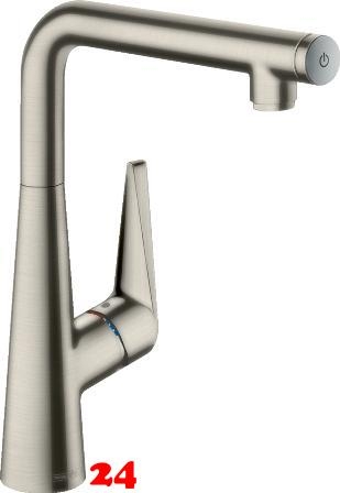 HANSGROHE Kchenarmatur Talis Select M51 Edelstahl Finish Einhebelmischer 300 mit Festauslauf, 1jet (72820800)