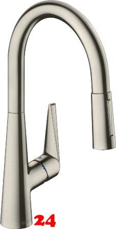 HANSGROHE Kchenarmatur Talis M51 Edelstahl Finish Einhebelmischer 200 mit Ausziehbrause, 2jet, sBox (73851800)