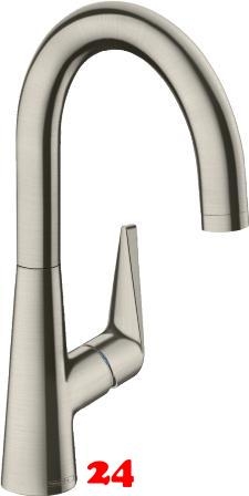 HANSGROHE Kchenarmatur Talis M51 Edelstahl Finish Einhebelmischer 220 mit Festauslauf, 1jet Schwenkbereich einstellbar (72814800)