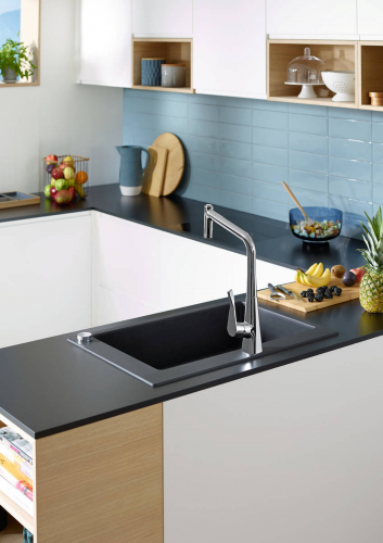 HANSGROHE Kchenarmatur Metris Select M71 Edelstahl Finish 2-Loch Einhebelmischer 220 mit Ausziehbrause, 2jet, sBox (73805800)