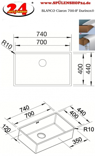 BLANCO Kchensple Claron 700-IF Durinox Edelstahlsple Flachrand mit Ablaufsystem InFino und Handbettigung