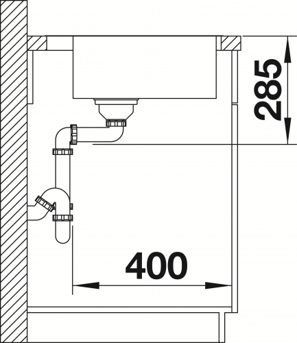 BLANCO Kchensple Supra 400-IF/A Edelstahlsple / Einbausple Flachrand mit Hahnlochbank Siebkorb als Zugknopfventil