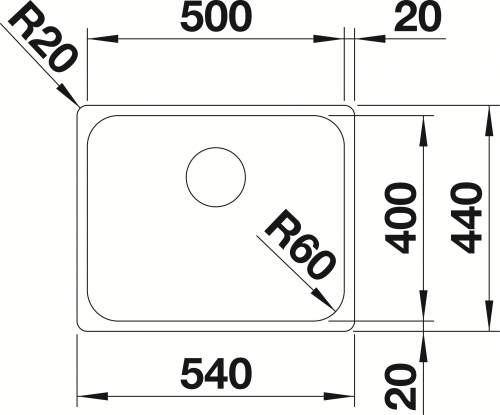 BLANCO Kchensple Supra 500-IF Edelstahlsple / Einbausple Flachrand Siebkorb als Stopfenventil Handbettigung