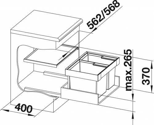 {LAGER} BLANCO Abfalltrennsystem Flexon II 60/2 Abfallsystem mit Systemdeckel zum Einbau in Schubksten ab 60cm Unterschrank