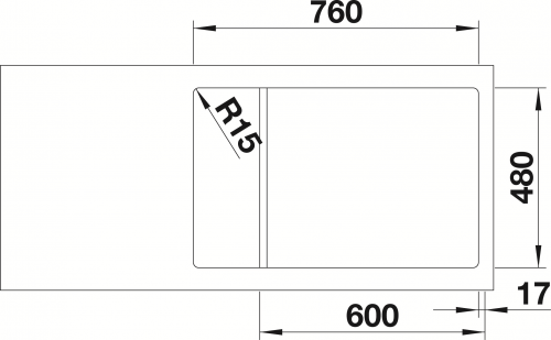 BLANCO Kchensple Dinas XL 6-S Compact Einbausple / Edelstahlsple Siebkorb als Drehknopfventil