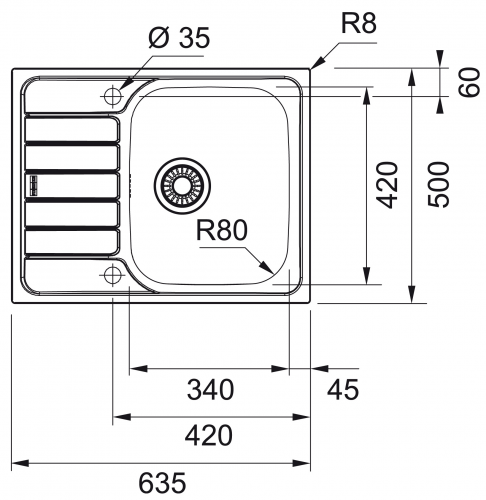 FRANKE Kchensple Spark SKX 211-63 Edelstahlsple Slimtop / Flchenbndig mit Siebkorb als Drehknopfventil