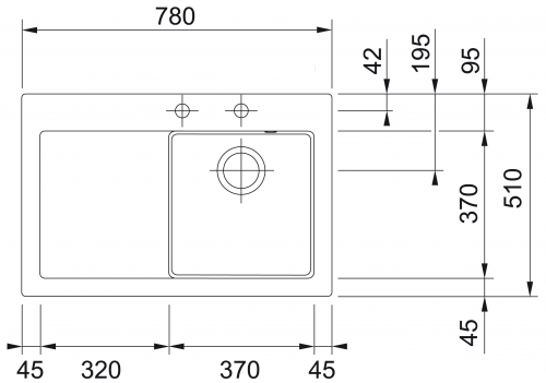 FRANKE Kchensple Mythos MTK 611-78-Keramik Fraceram Einbausple / Keramiksple mit Siebkorb als Druckknopfventil