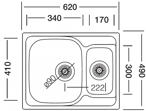 {LAGER} BERNUS Canos 1 1/2B Compact Edelstahlsple / Kchensple Siebkorb als Stopfenventil