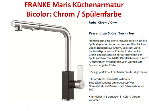 FRANKE Kchenarmatur Maris Fragranit+ Einhebelmischer mit Zugauslauf und Laminar Perlator 360 schwenkbarer Auslauf