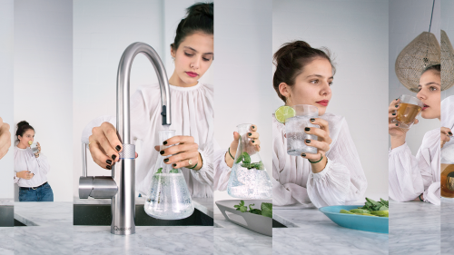 QUOOKER Classic Nordic Square Edelstahl COMBI B & CUBE 2 100C + Trinkwassersystem Solo-Tap Nostalgieoptik (22CNSRVSCUBE)