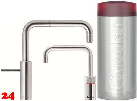 {LAGER} QUOOKER Nordic Square Twintaps Combi B Einhebelmischer Edelstahl & 100C Armatur als Set (22NSRVSTT)