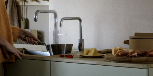 {LAGER} QUOOKER Nordic Square Twintaps Combi (+) B Einhebelmischer Edelstahl & 100C Armatur Set (22+NSRVSTT)