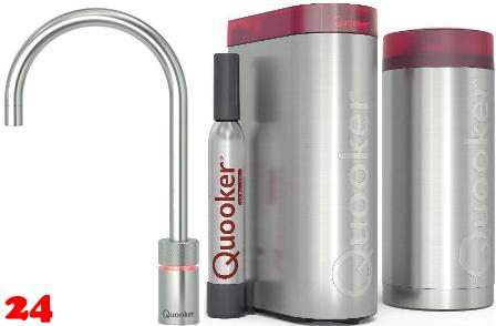 QUOOKER Nordic Round Edelstahl Single-Tap COMBI B mit CUBE 2 (22NRRVSCUBE)