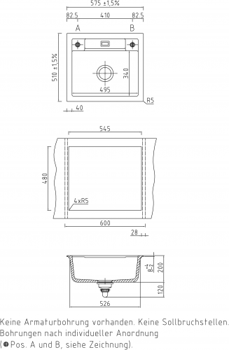 Systemceram KeraDomo BELA 57-BASIC Keramiksple / Einbausple in Standardfarben fr die Kche