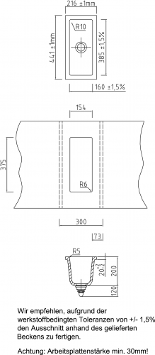 Systemceram KeraDomo MERA 16 U BASIC Keramiksple / Unterbausple in Standardfarben fr die Kche